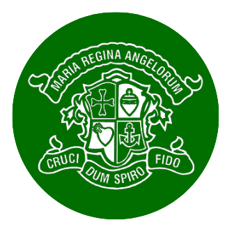 Green circle with Loreto College crest in white in the middle