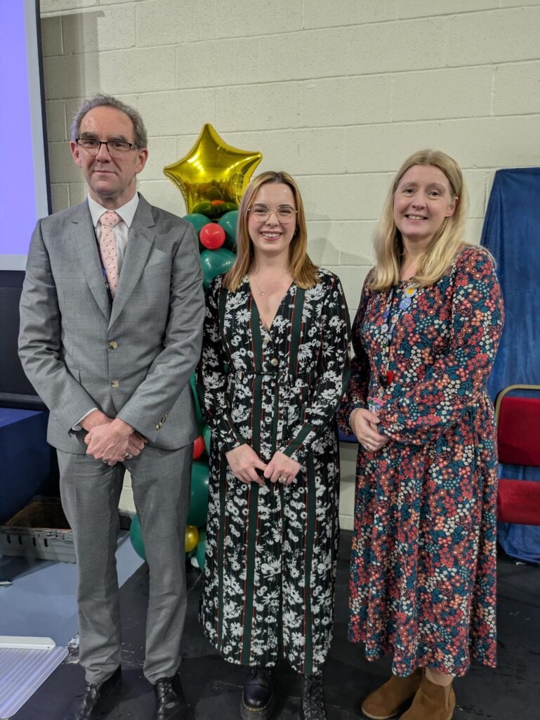 Principal and Deputy Principal of Loreto College with Tallulah Sutton, at Loreto College's Certificate Evening, December 2025