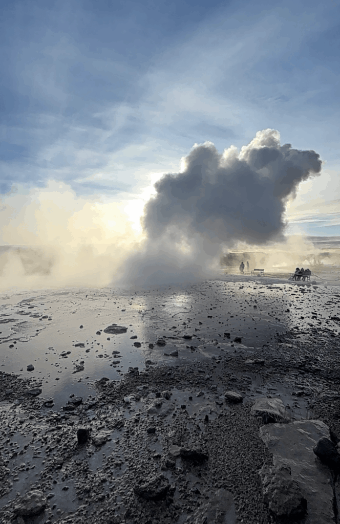 Steam rising from a geothermal area in Iceland.