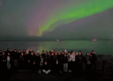 Loreto College students under the Northern Lights in Iceland.